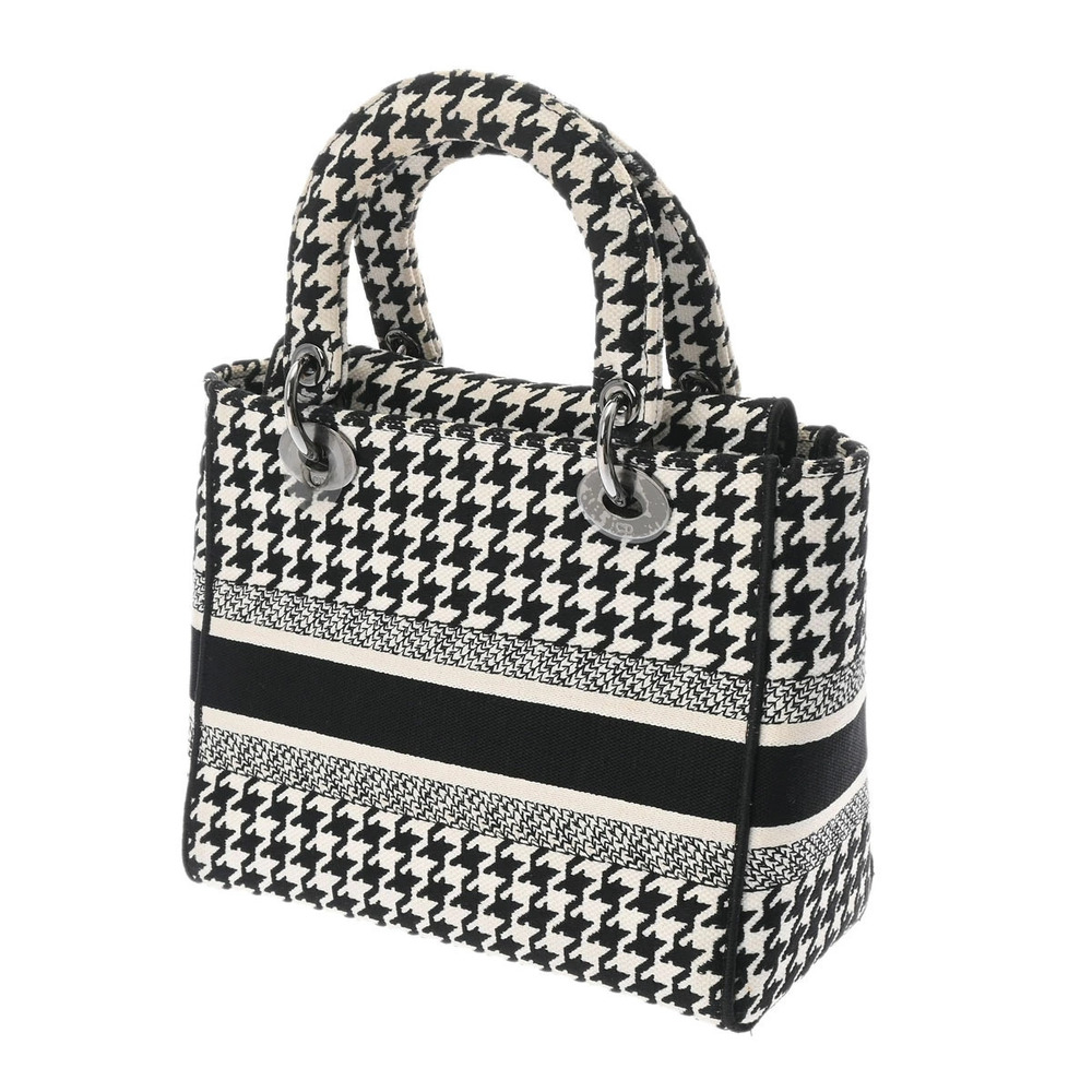 Dior LITE Black CHRISTIAN LADY  Houndstooth D Handbag